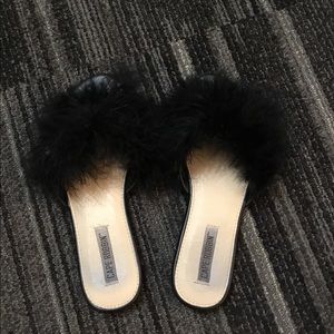 Fluffy Black Sandals